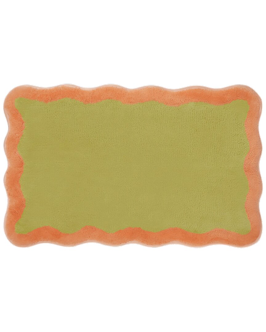 Summer & Rose Marco Polo Wavy Edge Bathmat In Green