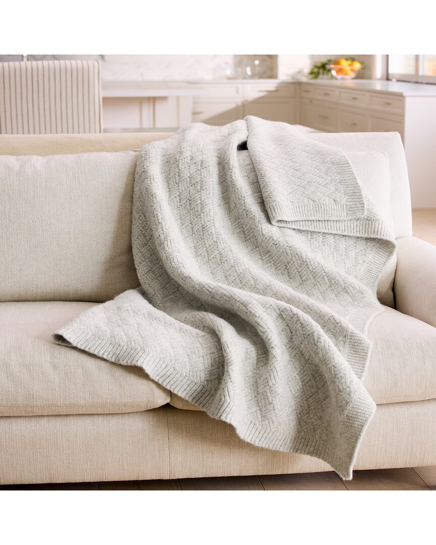 Tommy Bahama Treillage Knit Wool Blend Reversible Throw Blanket In Grey