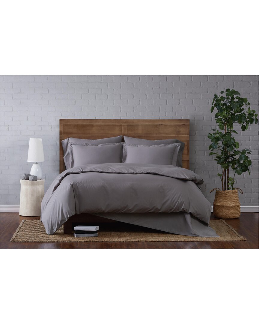 Cannon Solid Percale Duvet Set In Grey