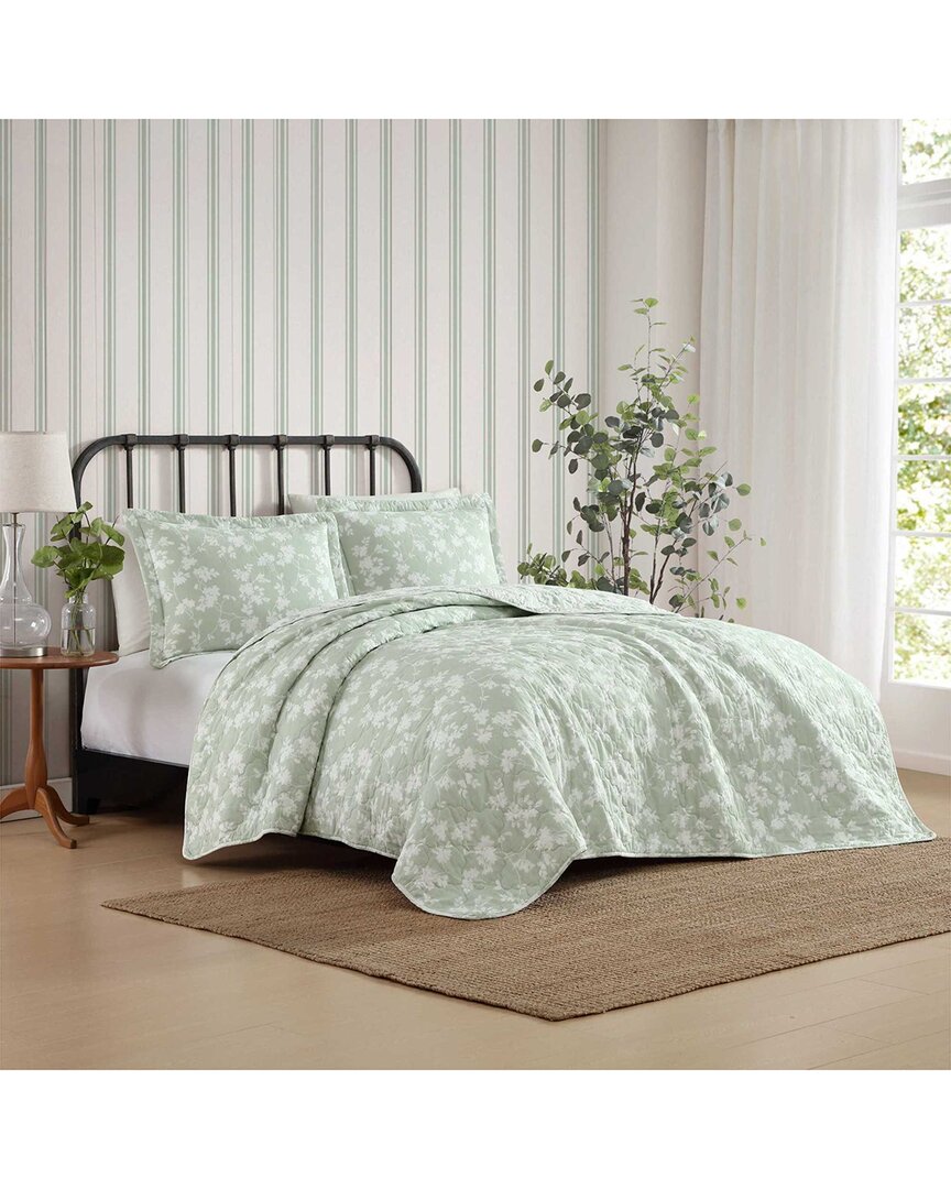 Laura Ashley 136 Thread Count Adorabelle Silhouette Cotton Reversible Quilt Set