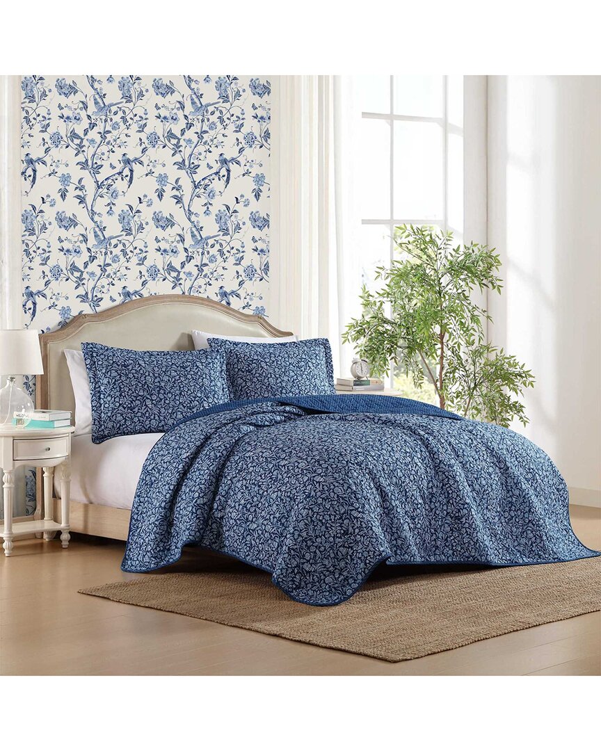 Laura Ashley 136 Thread Count Elaina Cotton Reversible Quilt Set