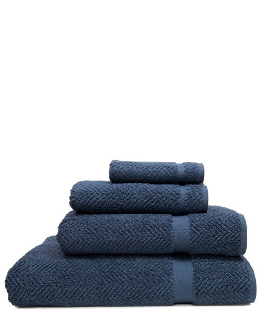 Linum Home Textiles Herringbone 4pc Towel Set In Blue