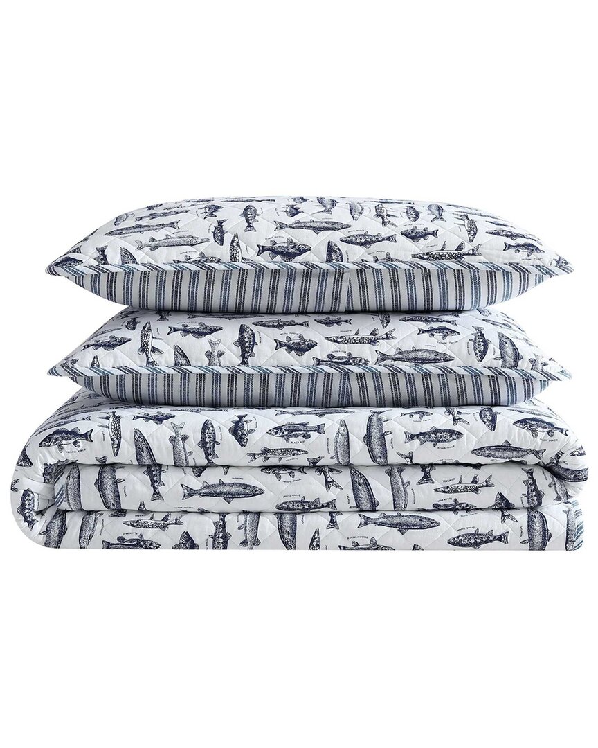 Eddie Bauer 136 Thread Count Wes Fish Reversible Quilt Set