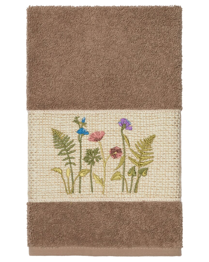Linum Home Textiles Turkish Cotton Serenity Embellished Hand Towel In Beige