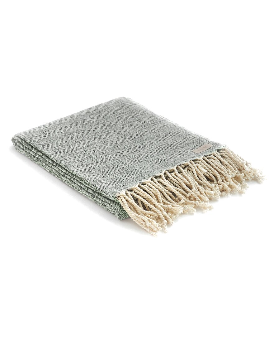 Ivy Collection Lowa Fringe Beach Towel In Mint