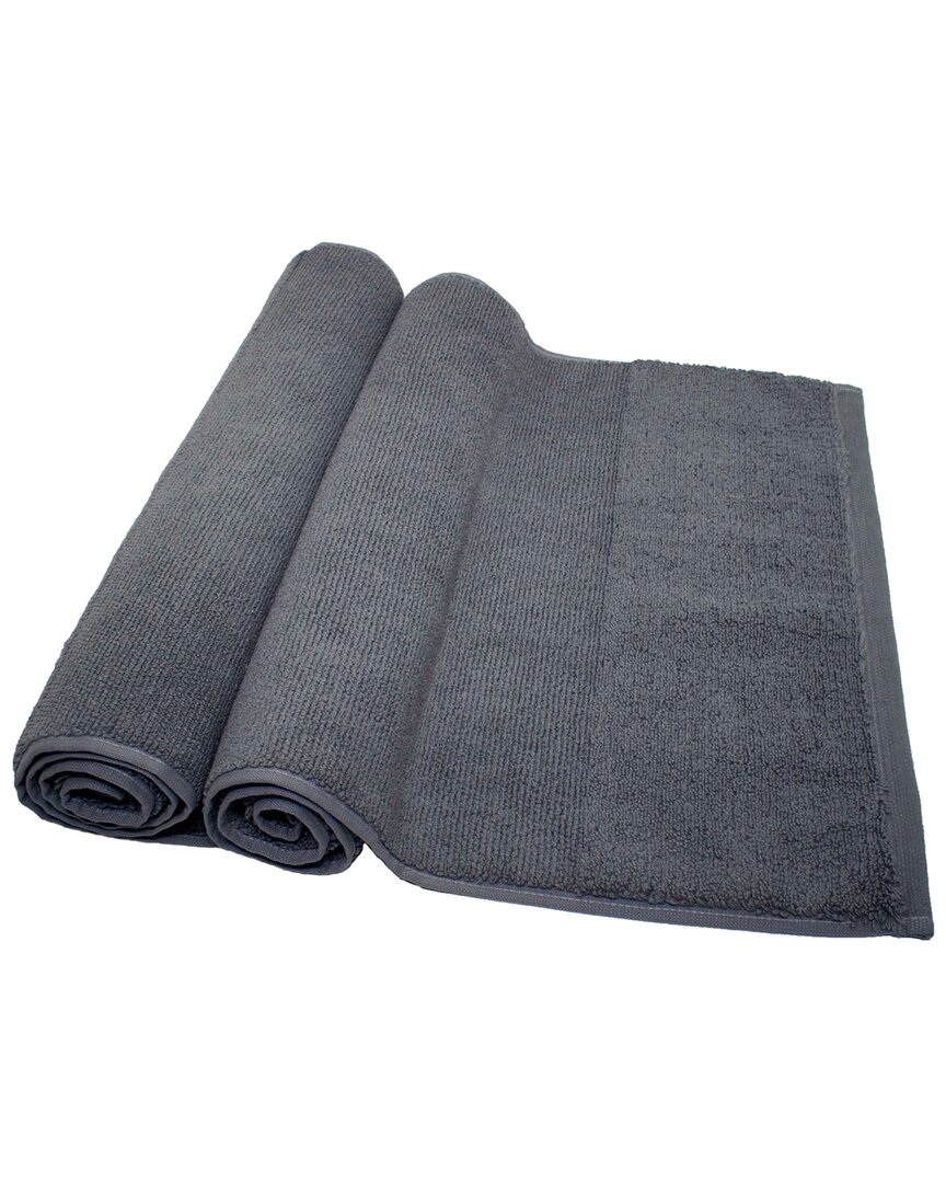 Ivy Collection Rice Effect Bath Mats In Grey
