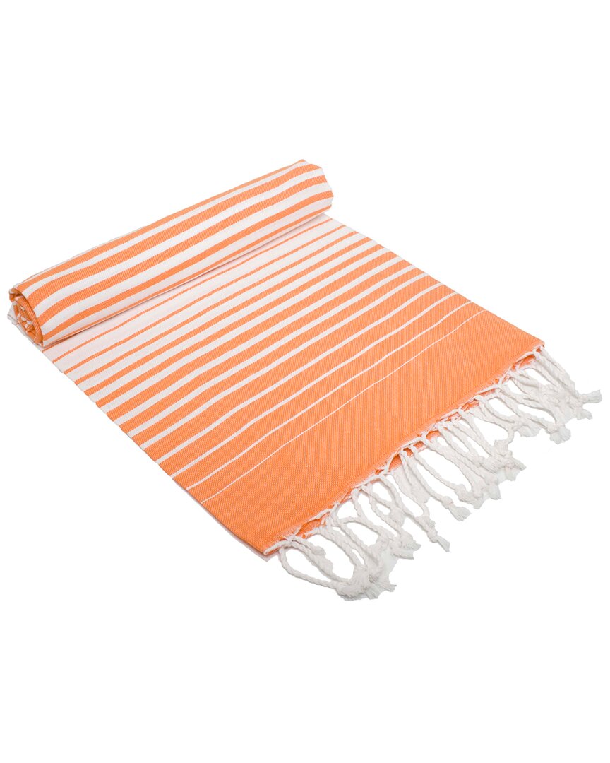 Ivy Collection Wellwet Mira Linen Beach Towel In Orange