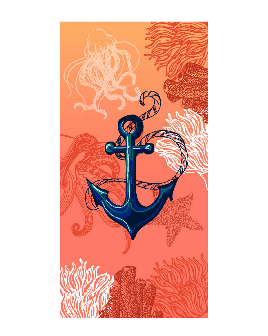 Dohler Set Of 2 Anchor And Coral Beach Towels In Orange