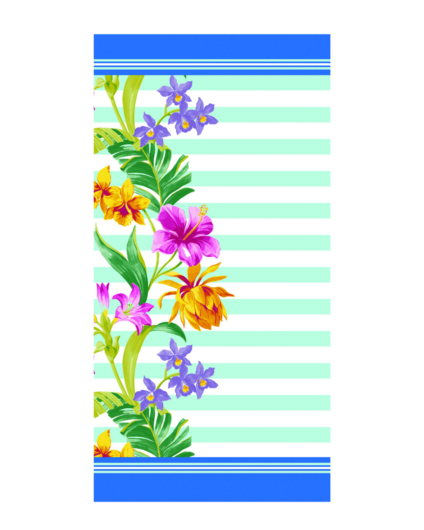 Dohler Set Of 2 Floral & Stripes Beach Towels In Multi