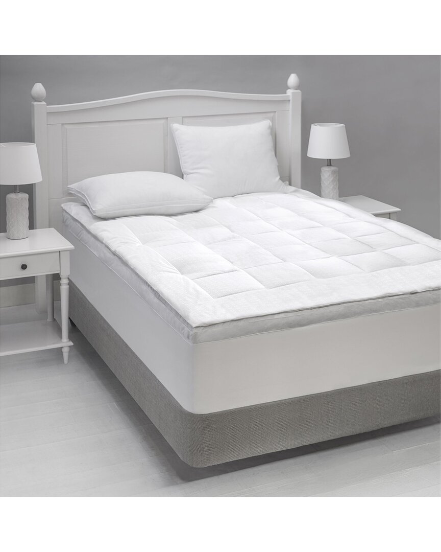 Allied Home 300 Thread Count Dual-layer Down Top Goose Featherbed Mattress Topper In White