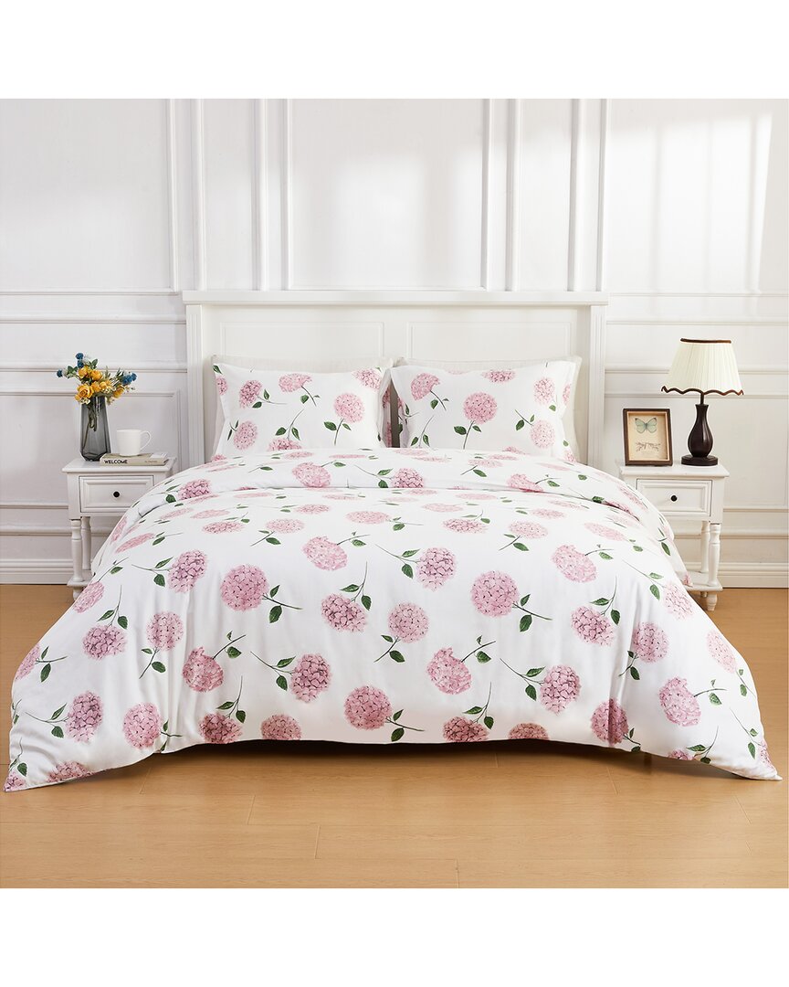 Melange Home 400 Thread Count Hydrangea Duvet Set In Pink