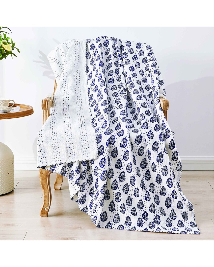 Melange Hand Stitched Floral Paisley Kantha Throw