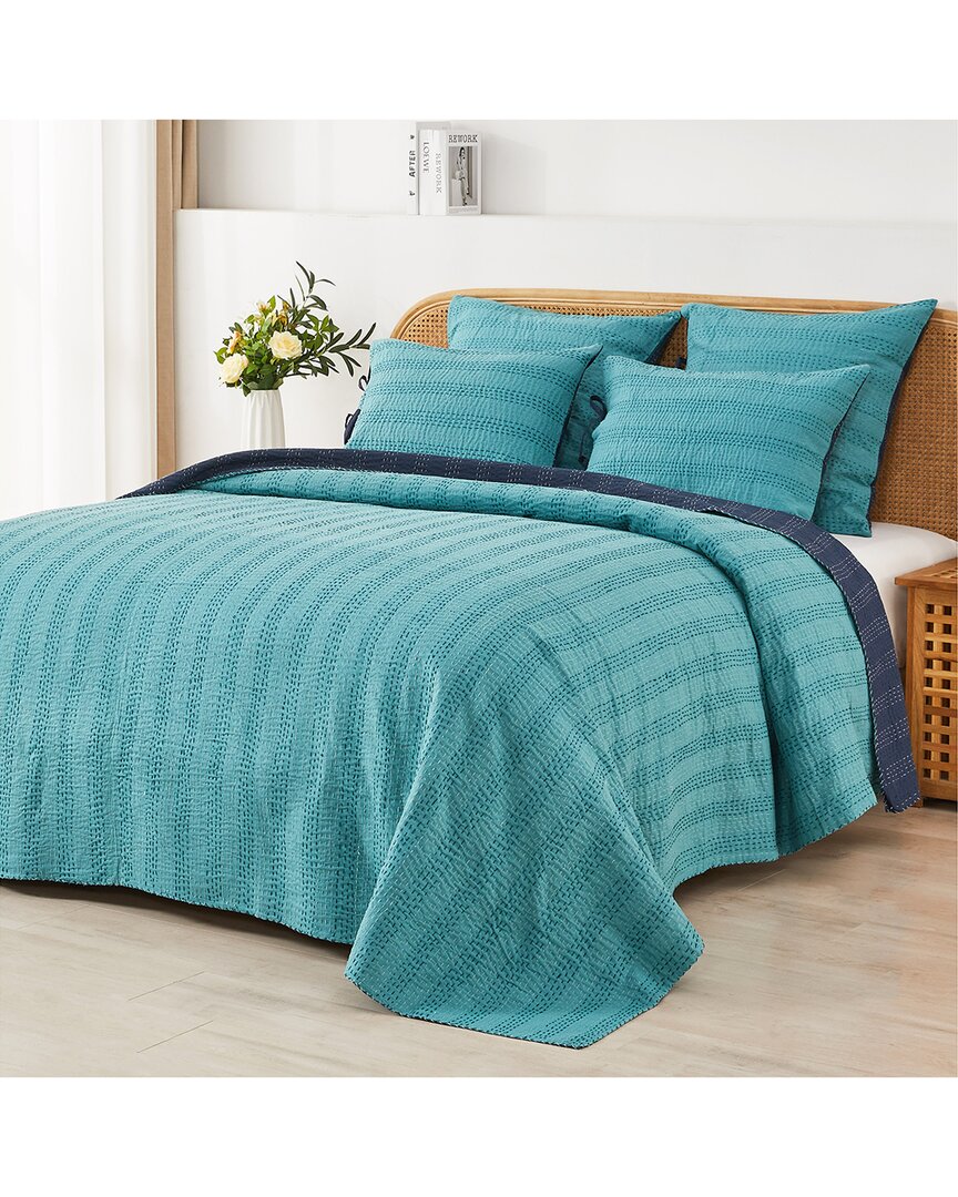 Melange Mélange Home Hand-stitched Reversible Kantha Coverlet