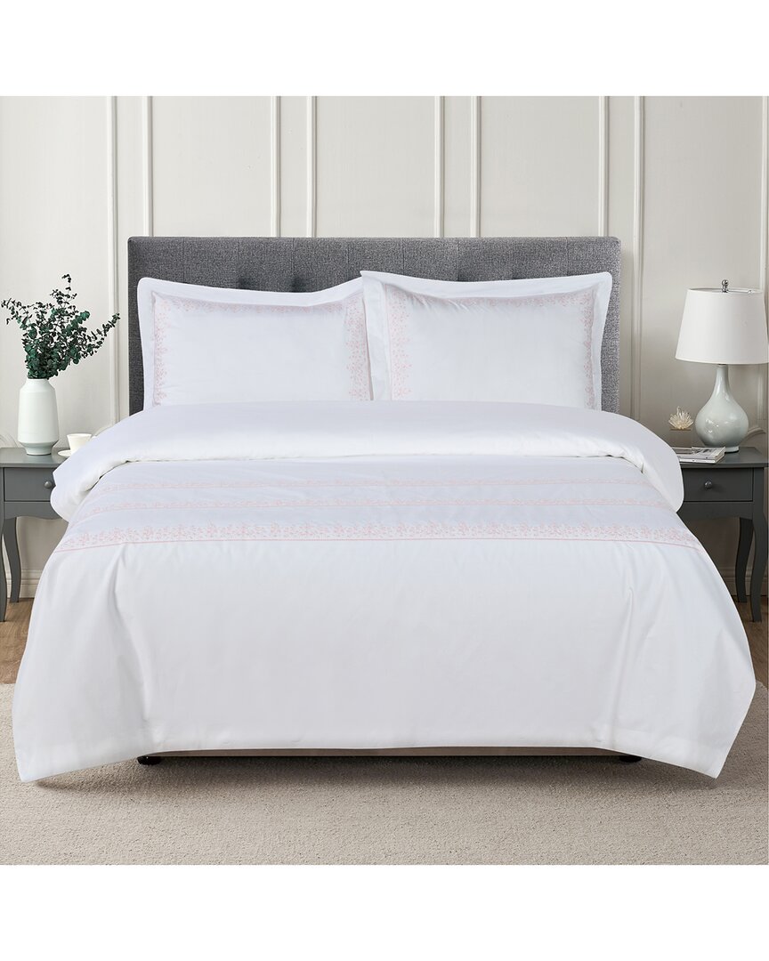 Melange Mélange Home Percale Baby's Breath Embroidery Duvet Set In Pink