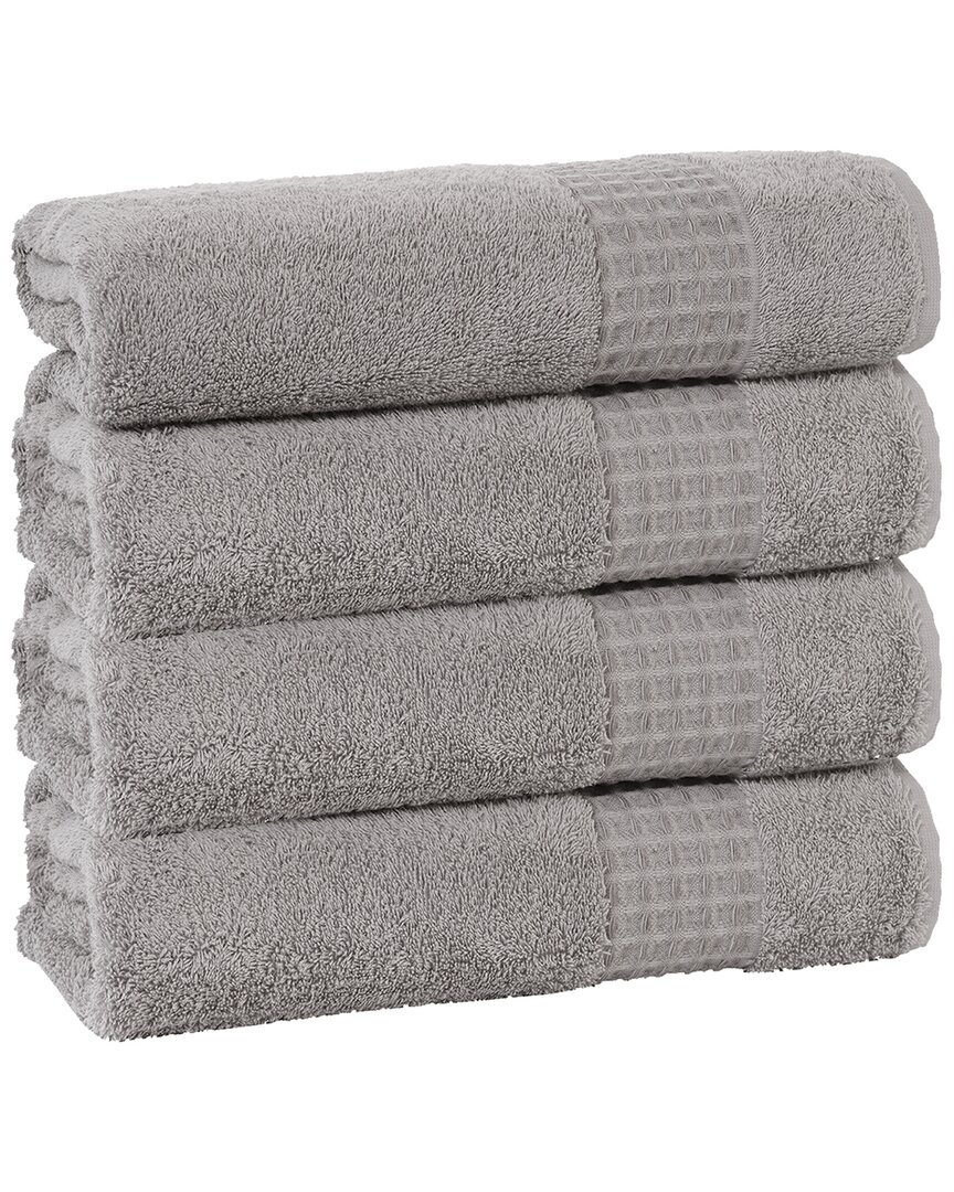Enchante Home Ela Turkish Cotton 4pc Hand Towels In Silver