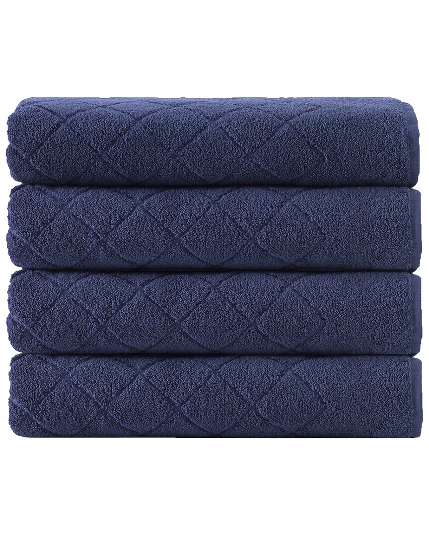 Enchante Home Gracious Turkish Cotton 4pc Hand Towels In Navy