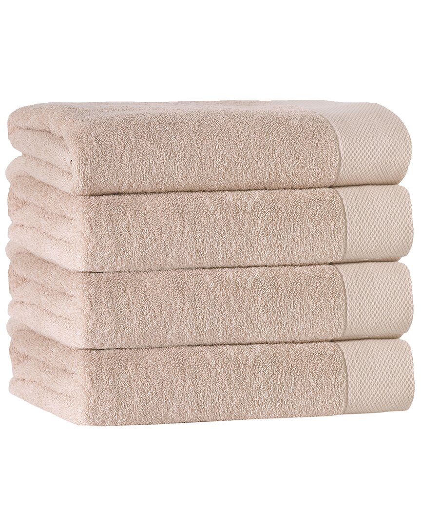 Enchante Home Signature Turkish Cotton 4pc Hand Towels In Brown