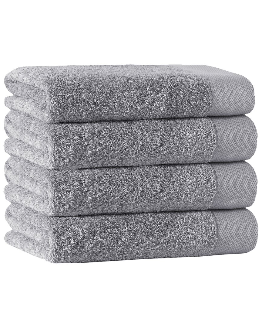 Enchante Home Signature Turkish Cotton 4pc Hand Towels In Silver