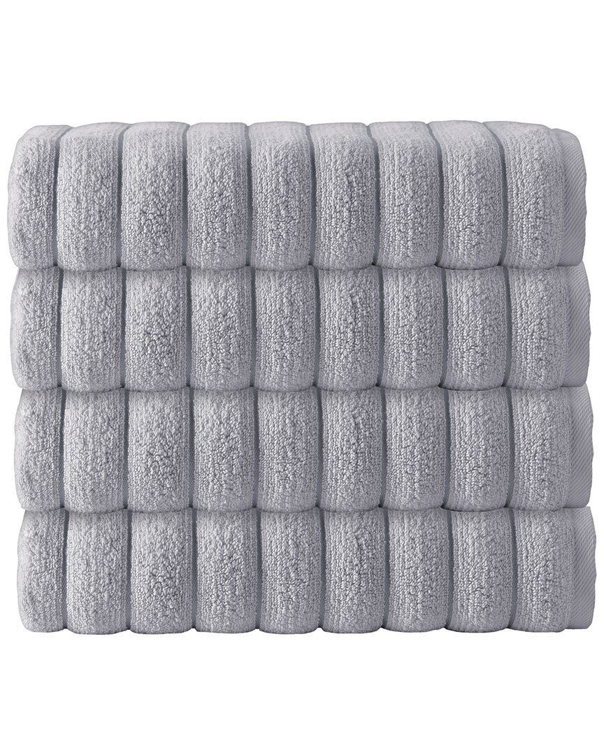 Enchante Home Vague Turkish Cotton 4pc Hand Towels In Silver