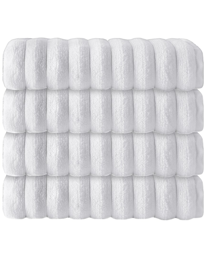 Enchante Home Vague Turkish Cotton 4pc Hand Towels In White