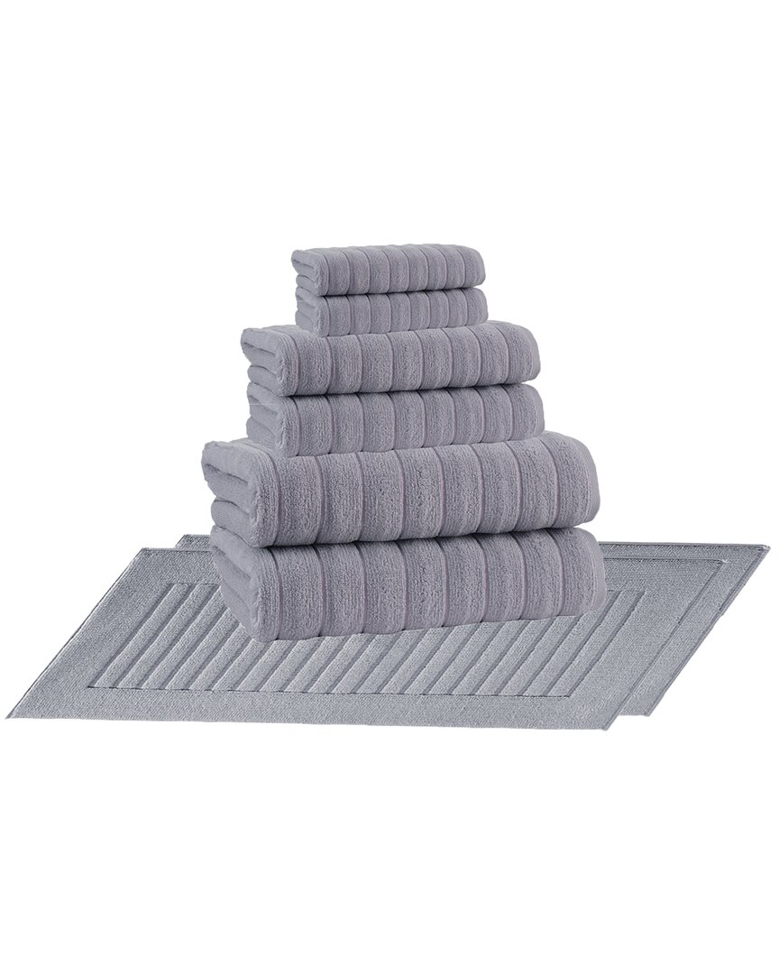 Enchante Home Vague Turkish Cotton 8pc Towel Set In Silver