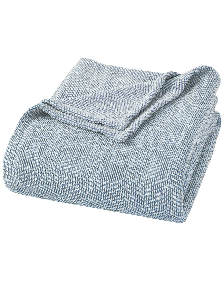 Shop Superior Maya Chenille Herringbone Medium Weight Blanket In Blue