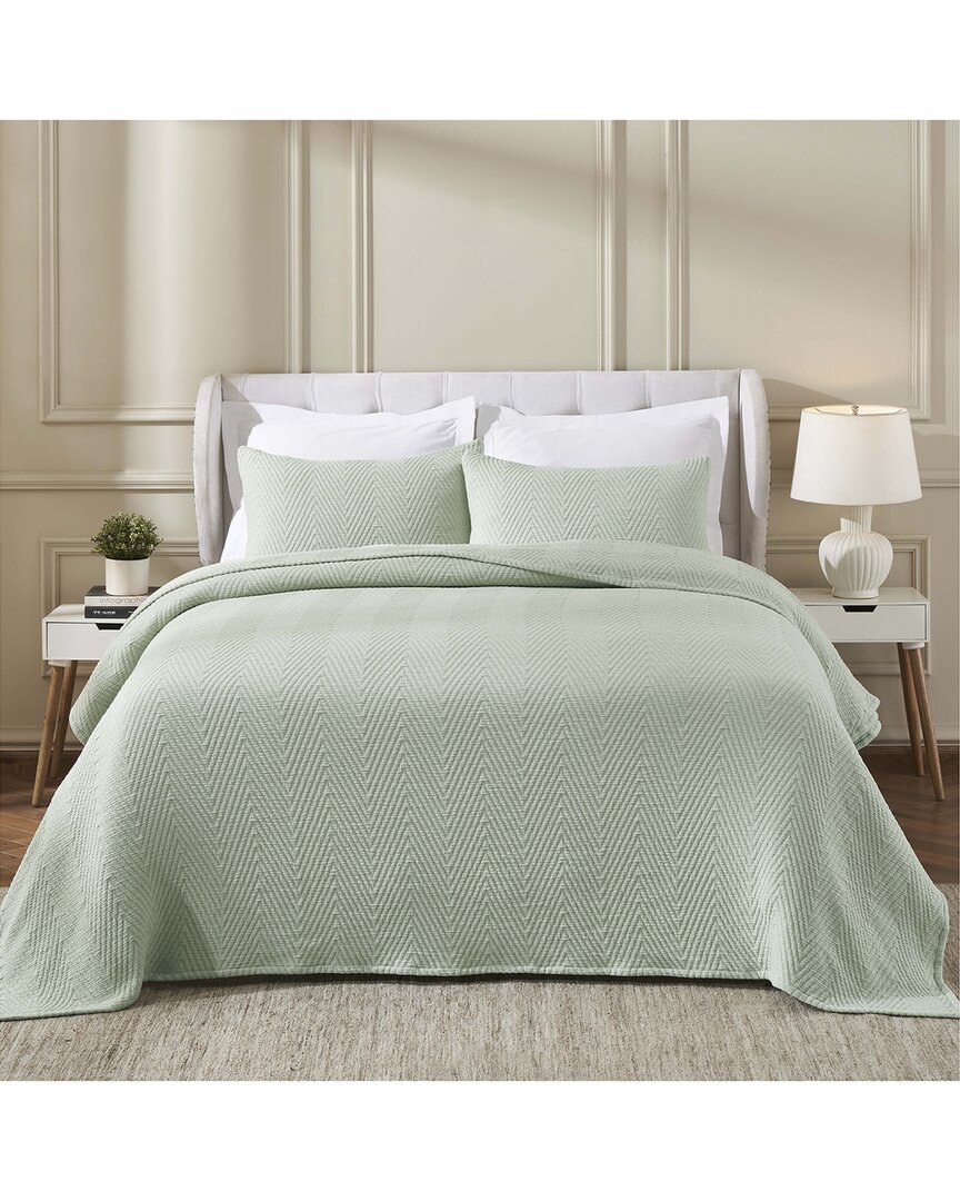 Superior Aswan Medium Weight Chevron Woven Coverlet In Green