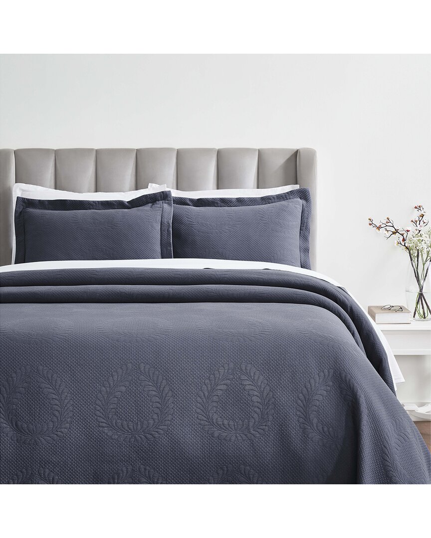 Shop Superior Peploi Medium Weight Matelasse Bedspread Set In Blue
