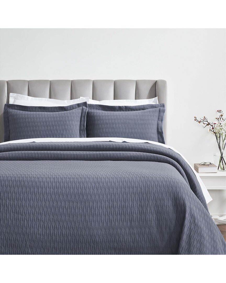 Shop Superior Calvert Medium Weight Geometric Matelasse Bedspread Set In Blue