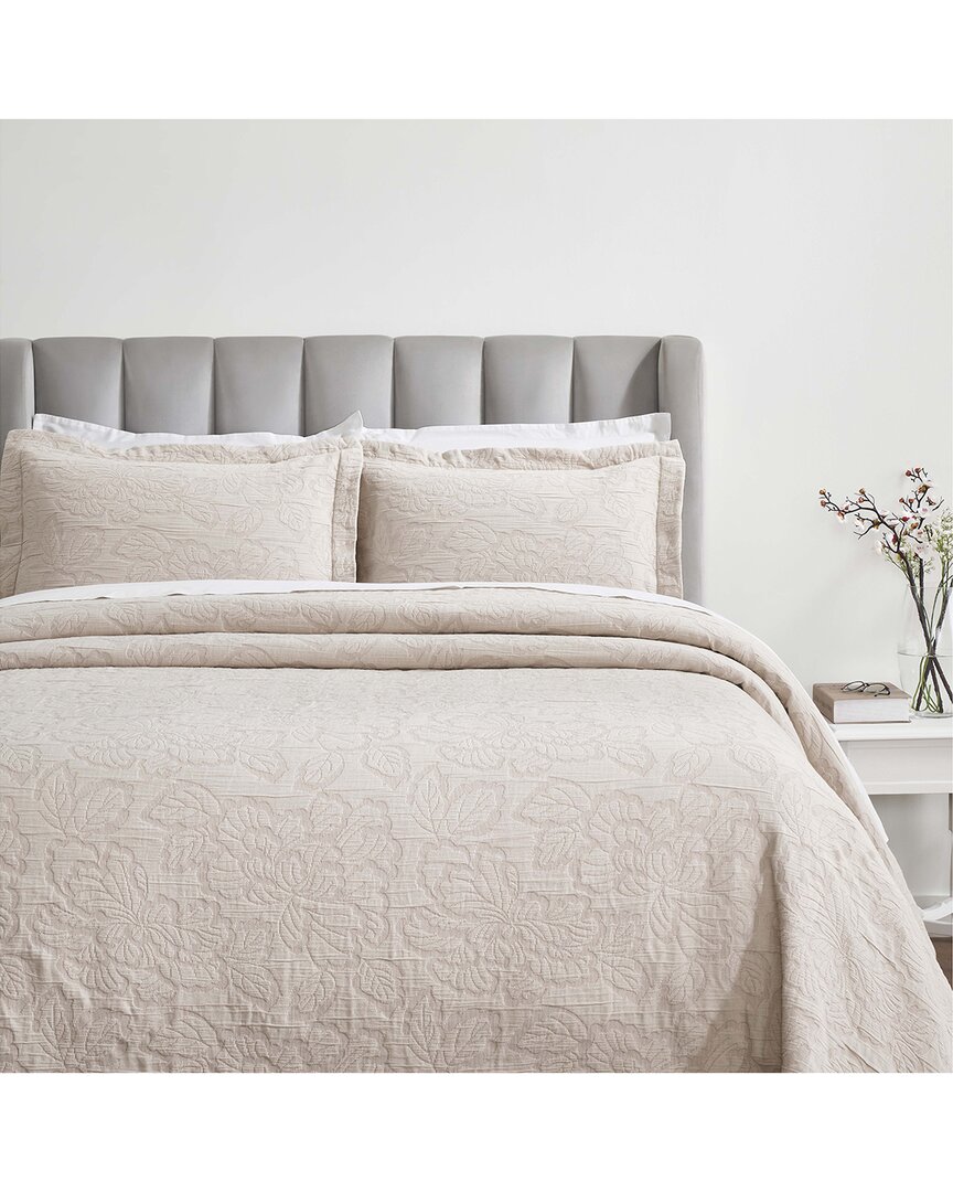Superior Hibiscus Medium Weight Matelasse Woven Bedspread Set In Pink