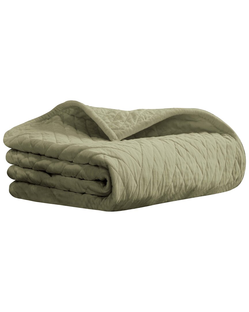 Superior Karina Velvet Lightweight Throw In Green