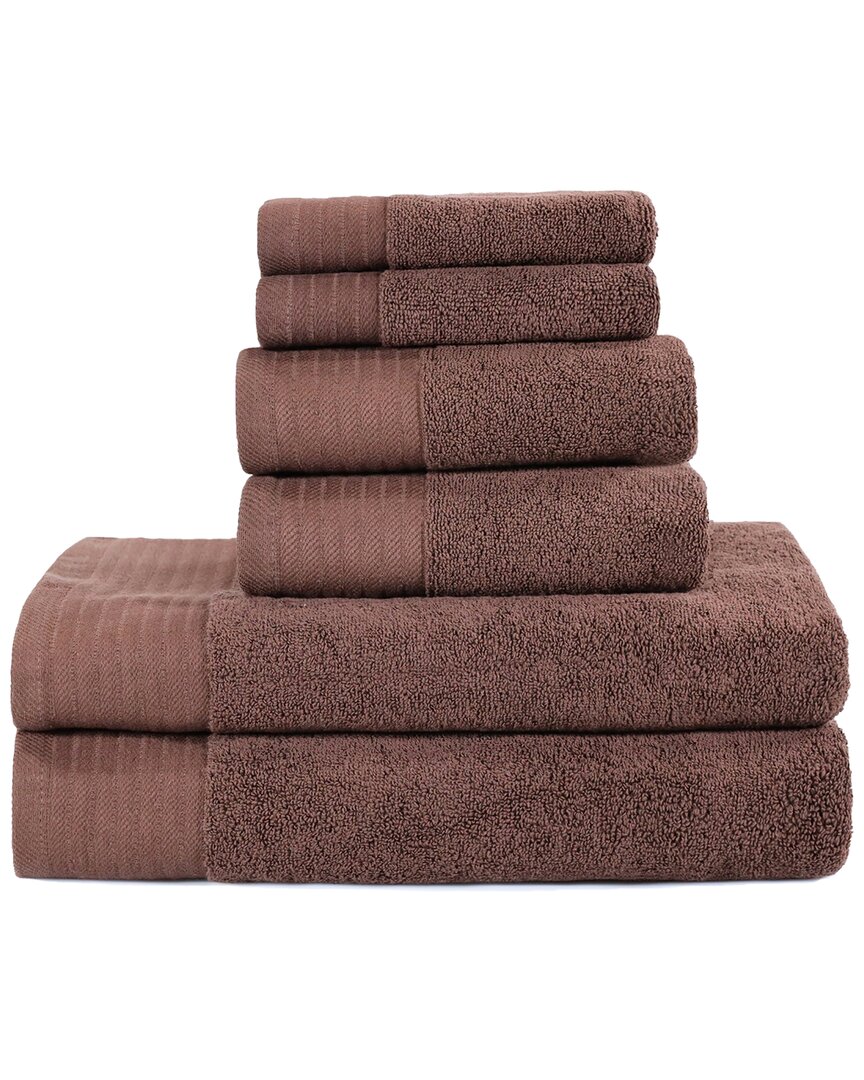 Superior Turkish Cotton 6pc Highly Absorbent Solid Towel Set In Chocolate