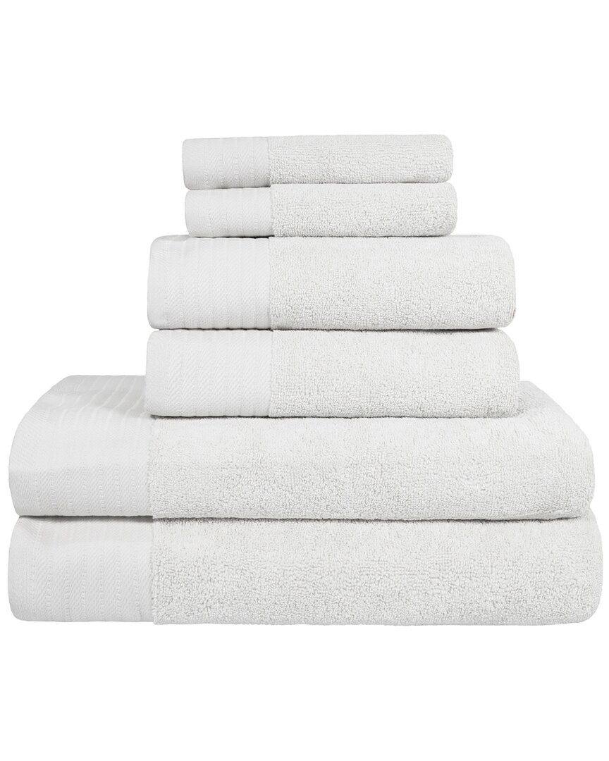 Superior Turkish Cotton 6pc Highly Absorbent Solid Towel Set In White
