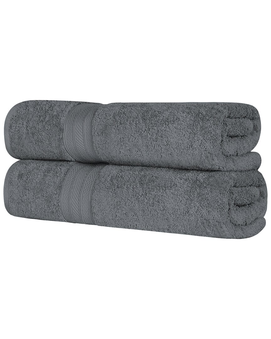 Superior Long Staple Combed Cotton Highly Absorbent Solid 2pc Quick-drying Bath Sheet Set In Gray