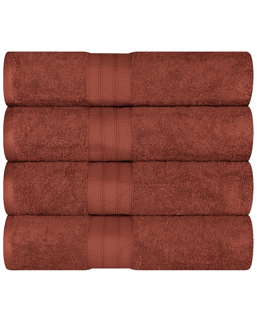 Superior Cotton Solid Highly-absorbent 4pc Luxury Bath Towel Set In Brown