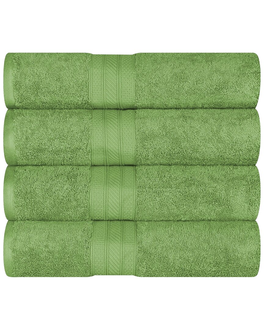 Superior Cotton Solid Highly-absorbent 4pc Luxury Bath Towel Set In Green