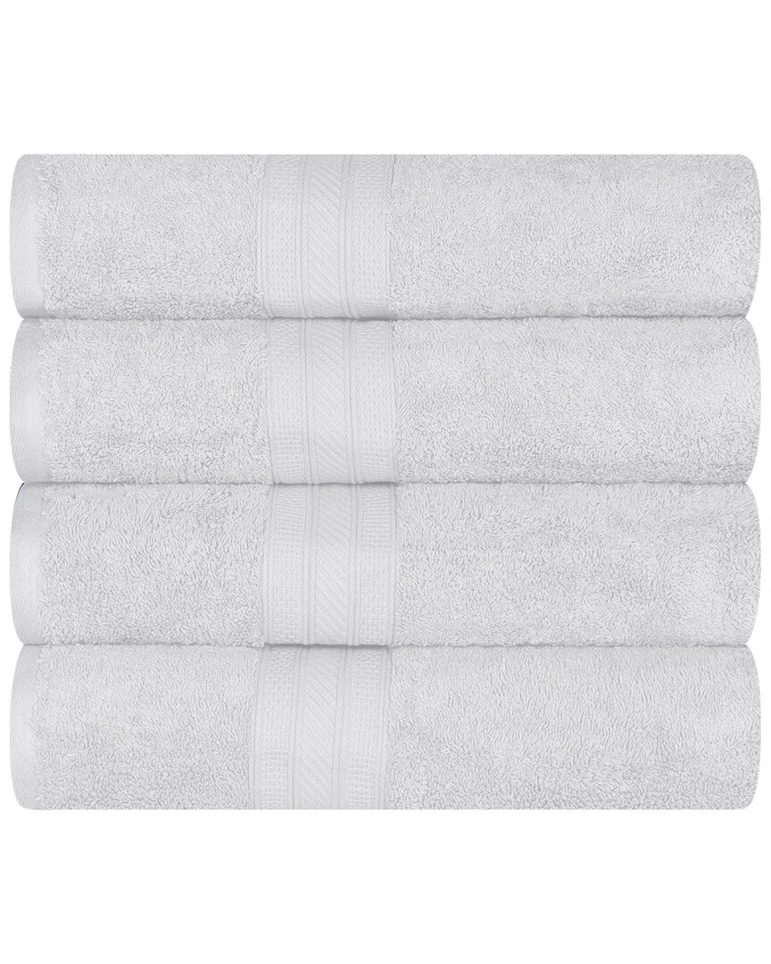 Superior Cotton Solid Highly-absorbent 4pc Luxury Bath Towel Set In White