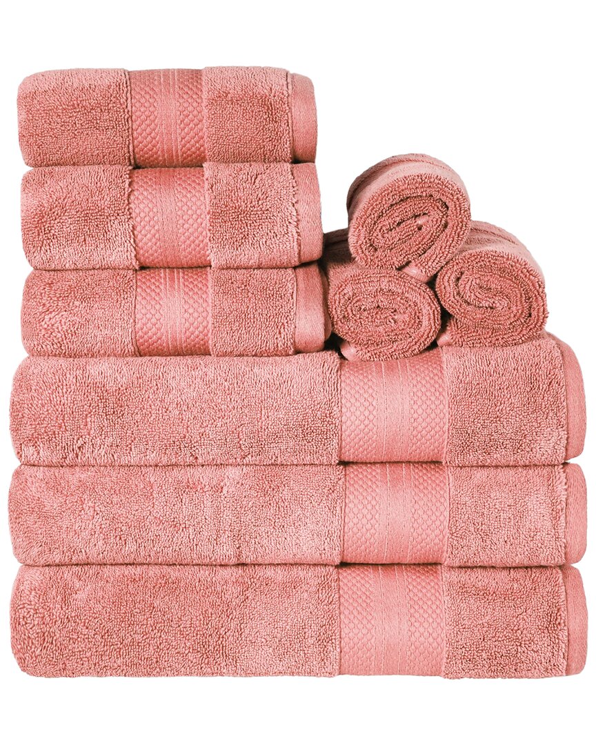 Superior Turkish Cotton Highly Absorbent Solid 9pc Ultra-plush Towel Set In Coral