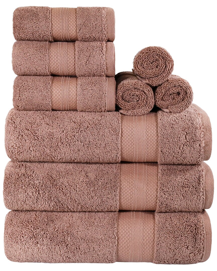 Superior Turkish Cotton Highly Absorbent Solid 9pc Ultra-plush Towel Set In Taupe