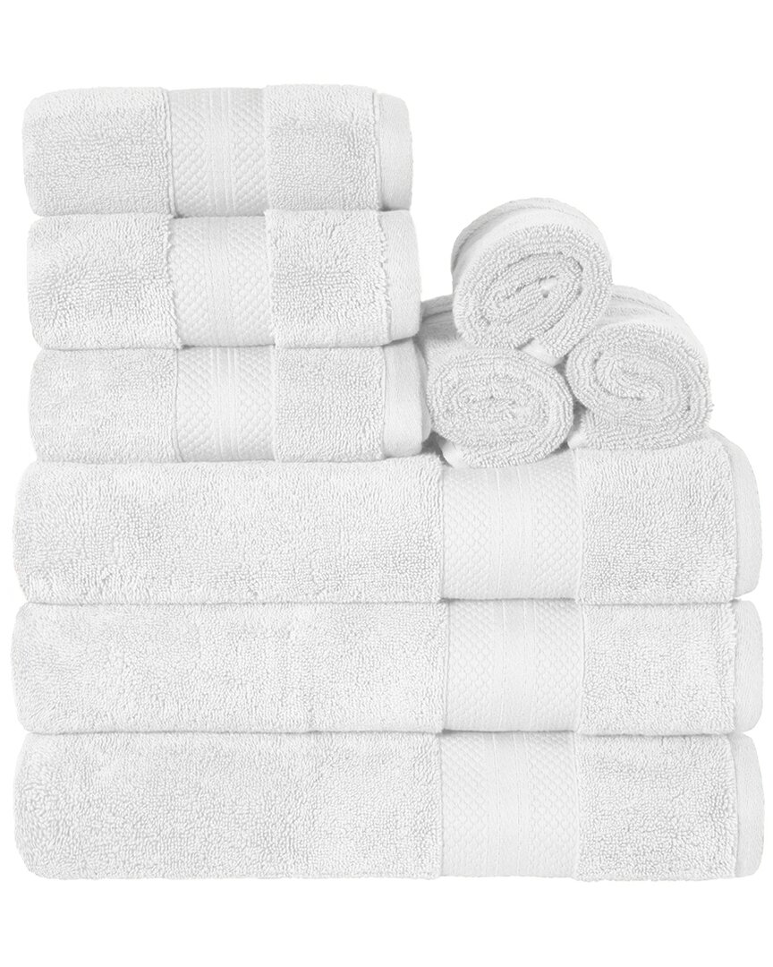 Superior Turkish Cotton Highly Absorbent Solid 9pc Ultra-plush Towel Set In White