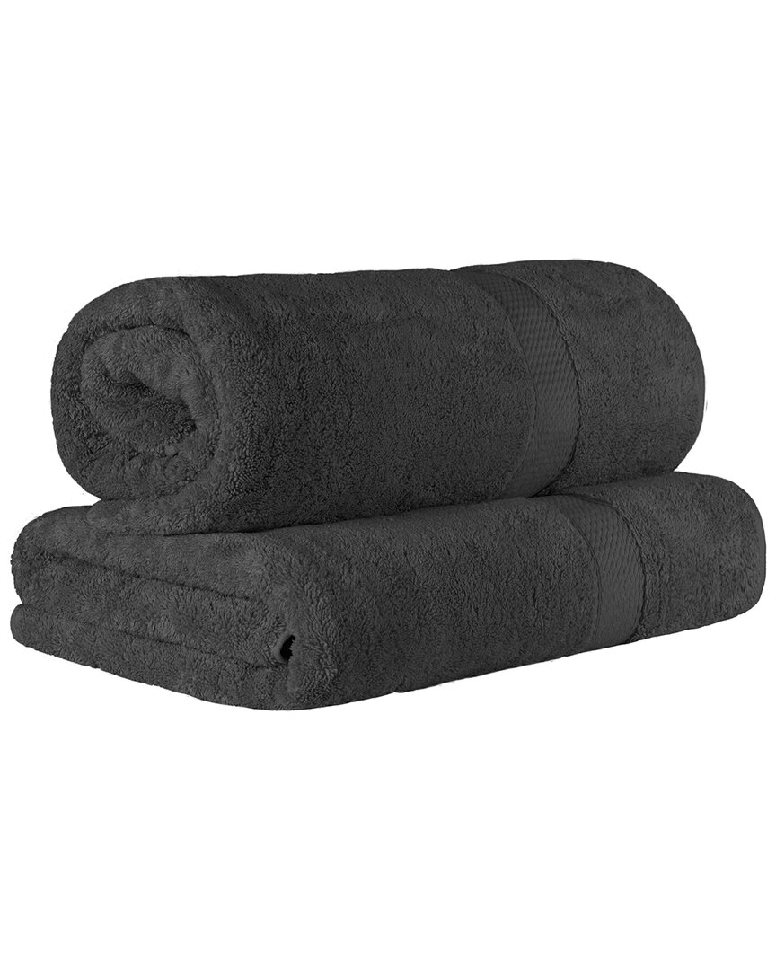 Superior Egyptian Cotton Highly Absorbent 2pc Ultra-plush Solid Bath Sheet Set In Black