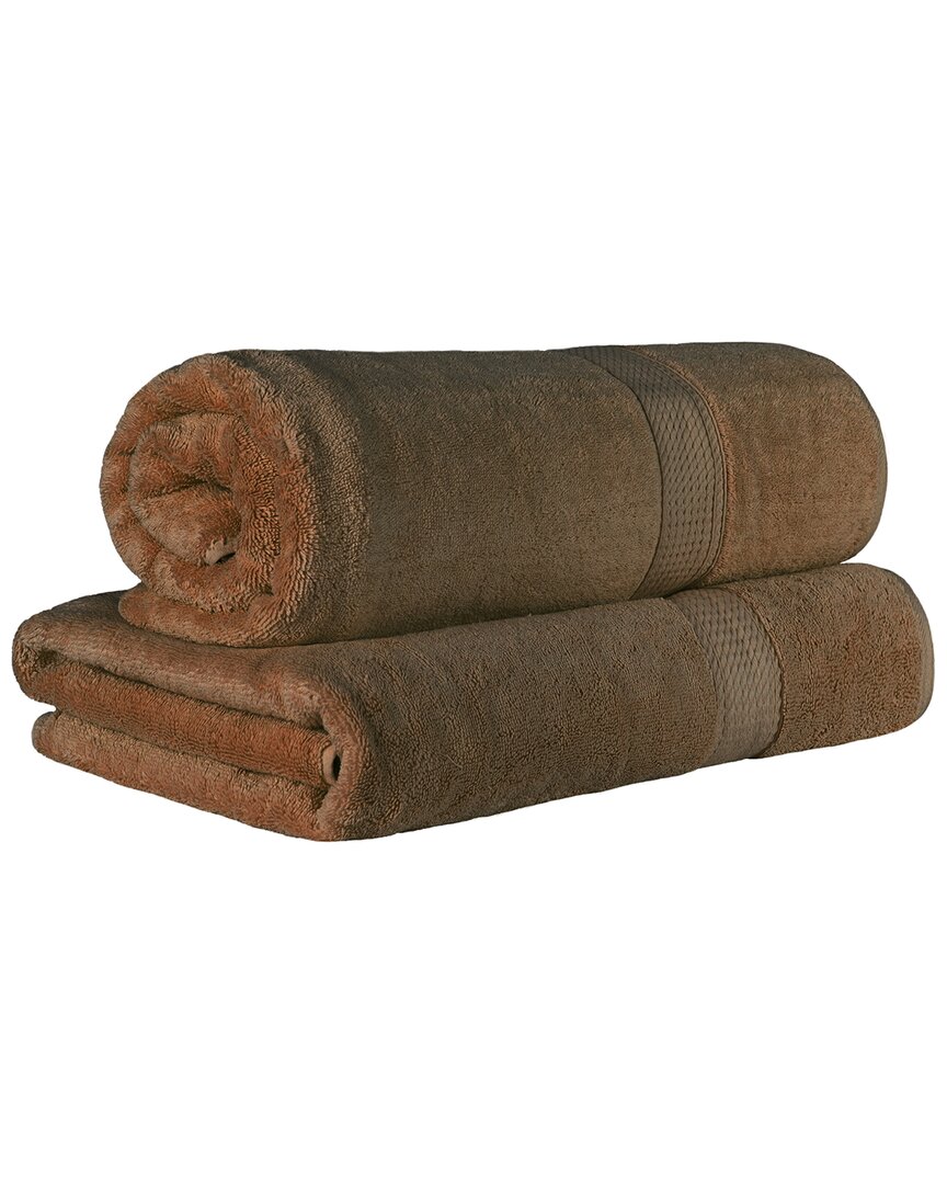 Superior Egyptian Cotton Highly Absorbent 2pc Ultra-plush Solid Bath Sheet Set In Chocolate