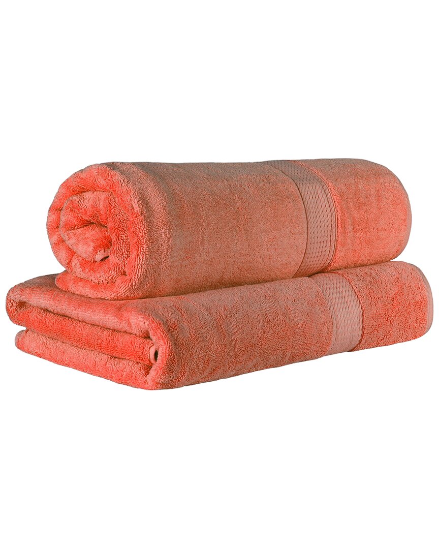 Superior Egyptian Cotton Highly Absorbent 2pc Ultra-plush Solid Bath Sheet Set In Coral