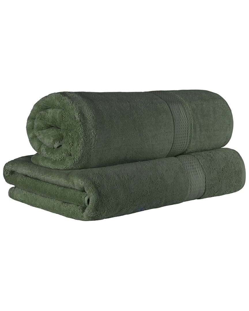 Superior Highly Absorbent 2 Piece Egyptian Cotton Ultra Plush Solid Bath Sheet Set Bedding In Green