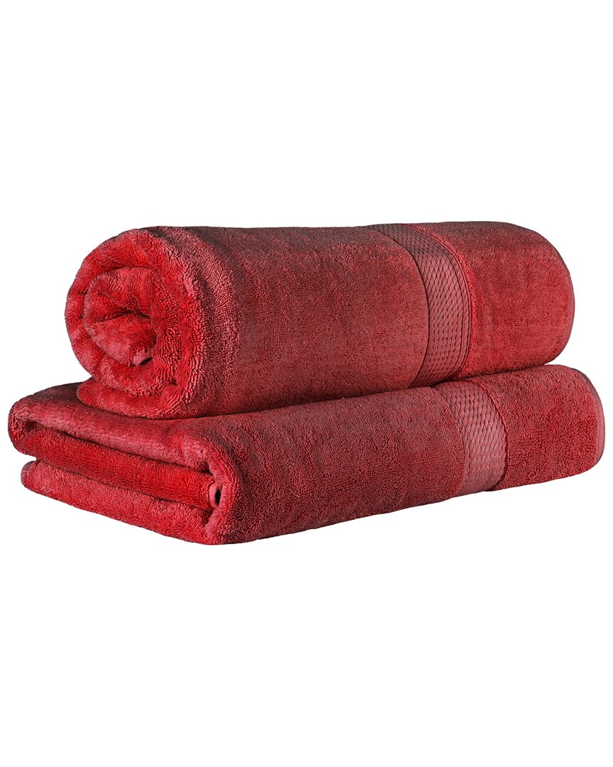 Superior Egyptian Cotton Highly Absorbent 2pc Ultra-plush Solid Bath Sheet Set In Red