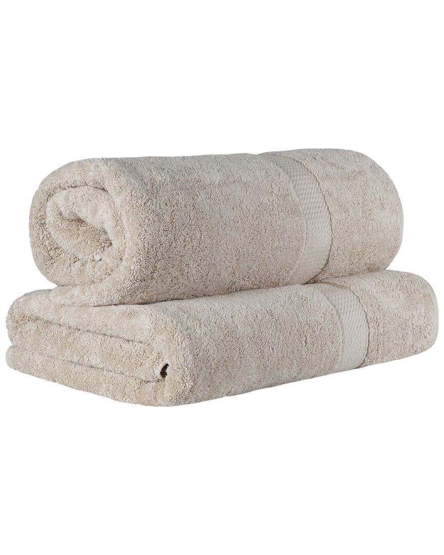 Superior Egyptian Cotton Highly Absorbent 2pc Ultra-plush Solid Bath Sheet Set In Stone