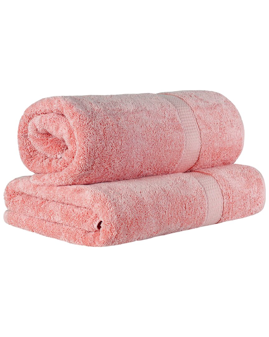 Superior Egyptian Cotton Highly Absorbent 2pc Ultra-plush Solid Bath Sheet Set In Pink