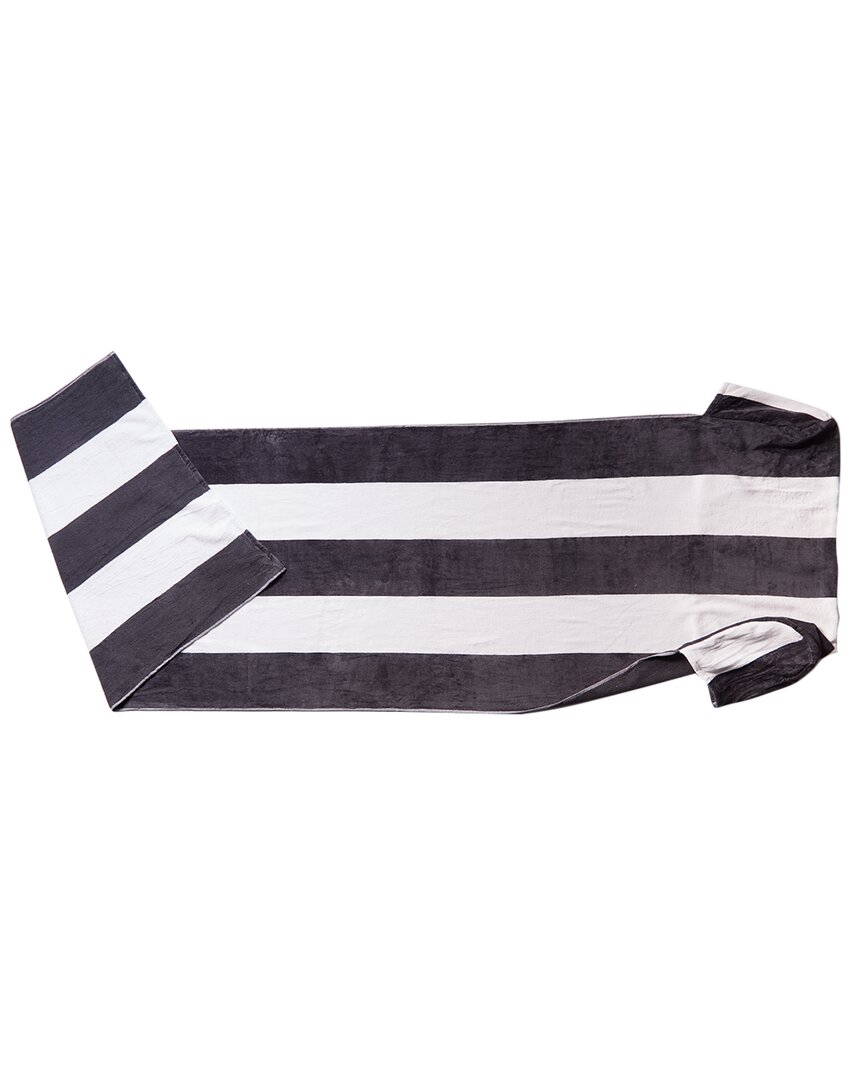 Superior Cotton Standard Size Cabana Stripe Chaise Lounge Chair Cover In Charcoal
