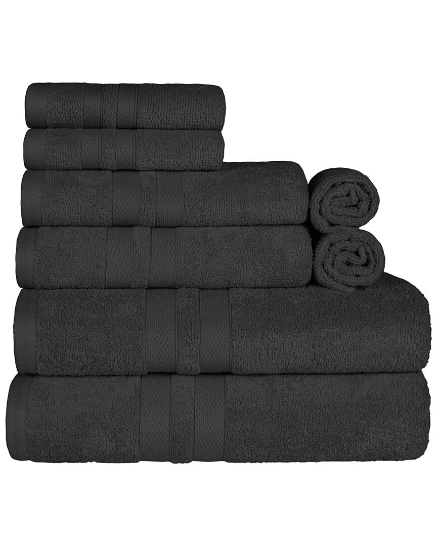 Superior Cotton Highly Absorbent Solid Assorted 8pc Quick-drying Towel Set In Black