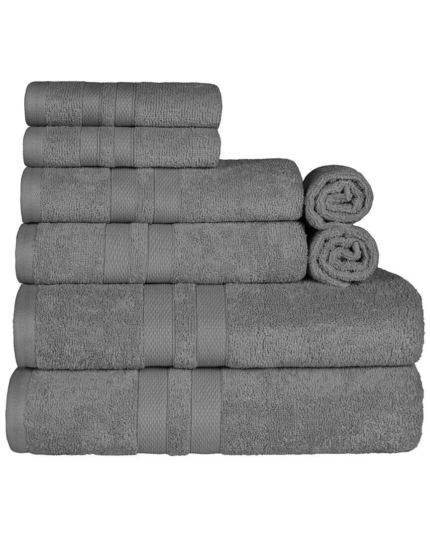 Superior Cotton Highly Absorbent Solid Assorted 8pc Quick-drying Towel Set In Charcoal